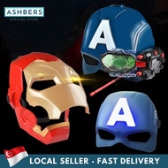 Avengers Ironman, Captain America Deluxe Face Mask With Light Halloween Cosplay Superhero Face Mask With Led Light Sound