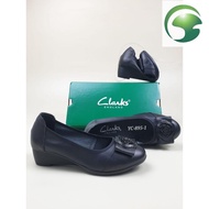 AE4 Clarks YC-895-1 Leather Wedge 4cm ORIGINAL 100% Genuine Leather Shoes