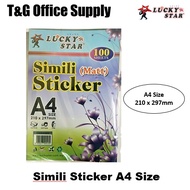 Simili Sticker A4 Size / Injek Label A4 Size / Pelekat Inkjet A4