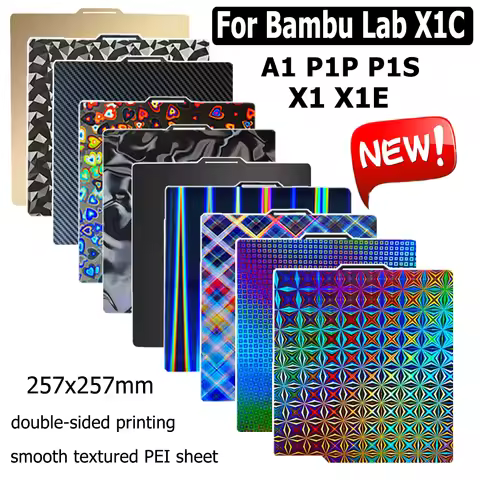 For Bambu Lab Build Plate P1P P1S A1 X1 X1-Carbon PEI Sheet New Spring Steel Double Sided Heated Bed