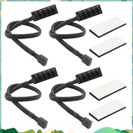 4PCS PWM Fan Hub, PC CPU Cooling 4 PIN/3PIN Fan Power Cable Hub Splitter Adapter Sleeved PWM Case Fa
