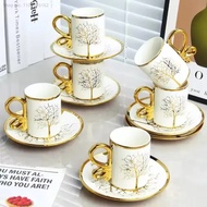 6 Cups 6 Saucers Ceramic Light Luxury Coffee Cup European High-end Exquisite British Cup and Saucer