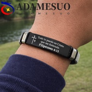 ADAMESUO Family Friendship Bracelet, Bible Verse Black/Silver Inspirational Quotes Braclets, Verse A