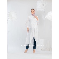 Aisyah 01- Long White Tunic with Pattern | Langitjua Collection solo