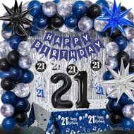 21st Birthday Decorations for Him Her Dark Blue, Happy 21st Birthday Decorations for Men Women with 