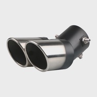 Bolt-on Dual Exhaust Tip Rolled Stainless Steel Square End One Change Two Double Slant Cut Tailpipe
