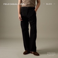 TWENTYSECOND กางเกงขายาว ผ้าคอตต้อน Ripstop ทรงกระบอกใหญ่ รุ่น Field Casual Pants - ดำ / Black