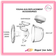 YOUHA AVA GEN 1 GEN 2 Breast Pump Spare Parts & Accessories for 24mm/ 28mm Funnel, Valve Base, Valve