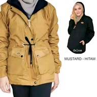 Uniqlo Jumbo Korean Style Women's Parka Jacket Imported Reversible Muslimah Long Korean Mustard Blac