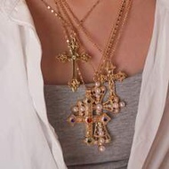 4pcs Cyberpunk Cross Necklace Accessories, Exaggerated Multi-Layer Necklace Pendant, Fashion Versati