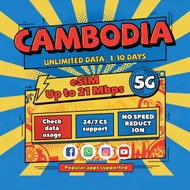 Cambodia eSIM 7-30Days Total 3GB/5GB Unlimited Data eSIM Instant Email Delivery High Speed Data Camb