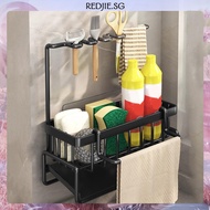 [Redjie.sg] Kitchen Sink Drying Rack with Self-draining Tray Space Saver Sponge Holder