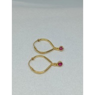 MATA MERAH Red Eye Pendulum Ring Earrings 1/2 gram Light Gold