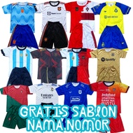 CHILDREN'S soccer jersey set BARCELONA/MADRID/ARGENTINA/ALNASSR/SPANYOL/PORTUGAL/ jersey German chil