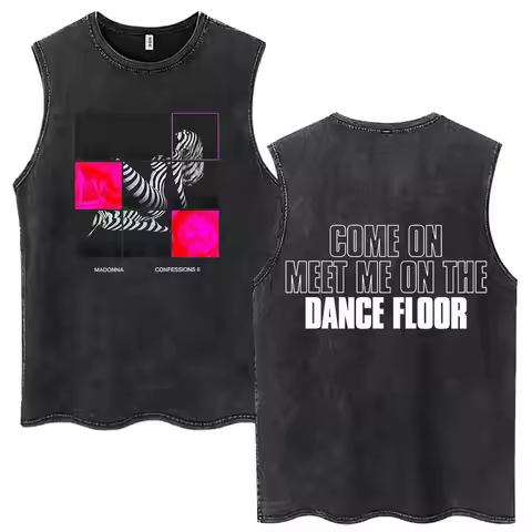 Madonna CONFESSIONS II Album Tour 2026 Print Vintage Washed Vest Tshirt Men Women Fashion Loose Cott
