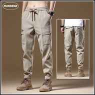 Japanese Simple Cargo Pants Men Casual Slim Fit Plain Outdoor Hiking Jogger Pants