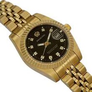 1pc PROKING Women's Gold Stainless Steel Case & Strap Business Fashion Diamond-Studded Elegant Quart