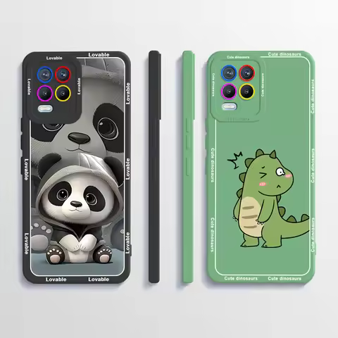 For Realme 8 4G 5G Case 8 Pro Liquid Soft Silicone Case For oppo Realme 8i RMX3151 Panda Back Cover 
