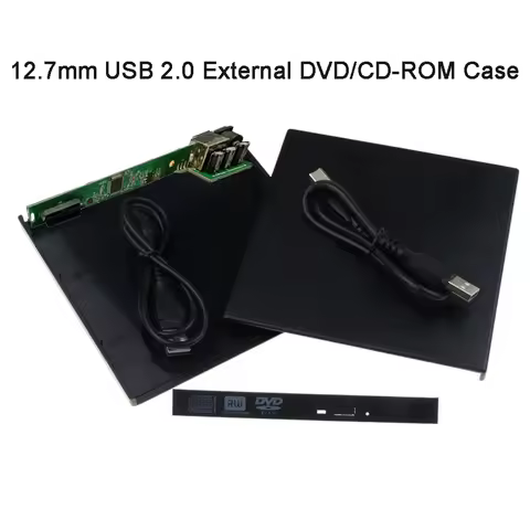 12.7mm USB 2.0 DVD/CD-ROM Case External Optical Drives Enclosure SATA To USB External Case For Lapto