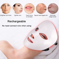 Rechargeable 7 Colors LED Light Facial Mask Skin Whitening Tightening Wireless PDT Photon Face Mask Skin Rejuvenation Beauty Tool