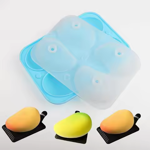 Silicone Mold Dessert Cake 4-hole 3D Mango Shaped Ice Tray Mold Gummy Fruit Shaped Candy Baking Choc