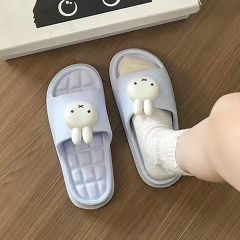 Kawaii Miffy Slippers Cute Cartoon Miffy PVC Slippers for Women Summer Home/Indoor/Outdoor Comfortab