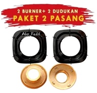 PROMO TOKO!!! 2 PCS TUNGKU KOMPOR RINNAI KAKI 6 & 2 PCS BURNER KUNINGAN KOMPOR RINNAI BESAR