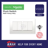 Schneider Vivace Flush Switch 1Way 2Way 1 Gang 2 Gang 3 Gang 4 Gang White SIRIM