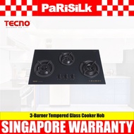 TECNO T 333TGSV 3-Burner Tempered Glass Cooker Hob (Kettle Black)