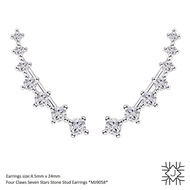 MY JEWEL Platinum Plated Four Claws Seven Stars stone Stud Earrings with Diamond Simulants CZ