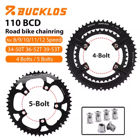 BUCKLOS Road Bike Chainring 110 BCD Chainring 34-50T 36-52T 39-53T Bike Chainwheel 4-Hole 5-Hole Dou