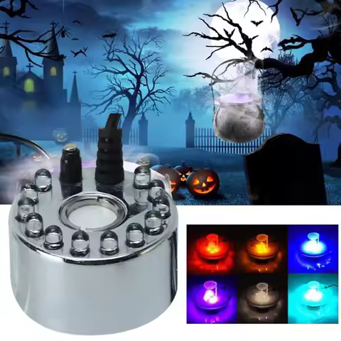 Mini LED Pumpkin Light Fogger Water Fountain Pond Fog Machine For Halloween Christmas Easter Party F