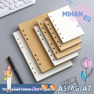 MIHAN 80Sheets Notebook Refill Paper, Horizontal Line/Blank Kraft Paper Loose Leaf Paper, Durable A5