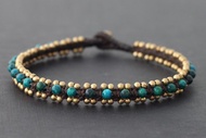 孔雀石黃銅串珠腳鐲編織串珠袖口手鐲腳鐲