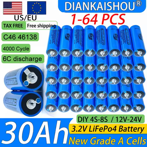 New 4000 Cycle A-grade 3.2V 30Ah LiFePO4 High Rate Rechargeable Battery, Standard 6C Discharge, Maxi