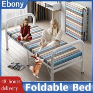 [SG SELLER LOCAL STOCK] Bed Frame with Free Topper Folding Single Double Bed Simple Portable Home Metal Foldable Bed Office Nap Bed