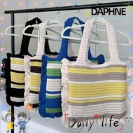 DAPHNE Shoulder Bag, Large Capacity Knitted Tote Bags, Casual Reusable Stripe Pattern Shopping Bags Women Girls