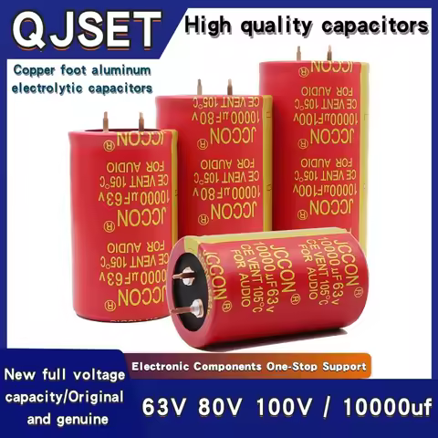 1pcs 50v 10000uf 63v10000uf 80v 10000uf JCCON Copper Pin Capacitors Audio Amplifier Filters Aluminum