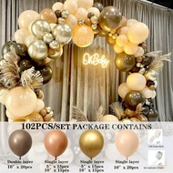 21Al-105 Ready Stok  Set Cofe Gold 102Pcs chorme Metallic Balloon Arch Garland balloon birthday 2022
