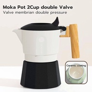 Moka Pot 2 cup หม้อต้มโมค่ารุ่นอัพเกรดด้วยเทคโนโลยีเคลือบ Ceramic Coating และวาล์วเพิ่มเเรงดัน