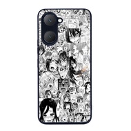 Casing For Vivo Y18 Y03 Phone Glass Case cover Protection Ahegao Manga Girl Hentai aesthetic black