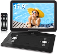 WONNIE 17.9’’ Large Portable DVD/CD Player with 6 Hrs 5000mAH Rechargeable Battery, 15.4‘’ Swivel Screen，1366x768 HD LCD TFT, Regions Free, Support USB/SD Card/ Sync TV , High Volume Speaker 15.4 inch