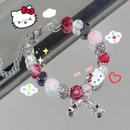 【幸福百货店】 新款少女心粉色串珠KT猫手链时尚多巴胺猫咪铃铛手环可通卡通手串New Girl Heart Pink Beaded KT Cat Bracele 【0501Ws6ll2UjJ】
