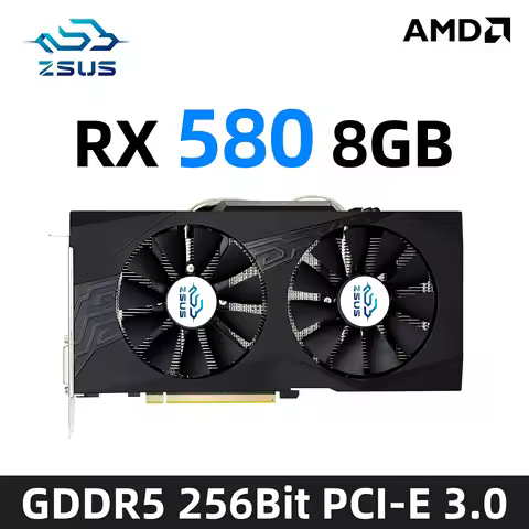 ZSUS Graphics Cards Radeon RX580 8G GDDR5 Memory Video Gaming Card PCIE3.0x16 GPU Desktop Computer C