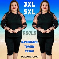 RTT Plus Size Rashguard Tokong Terno for Women Swimwear Attire Stretchable Can fit 3XL-5XL