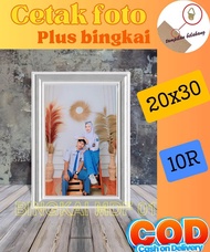 PIGURA CETAK FOTO BESAR PAPAN MDF 10R/20R/24R PLUS BINGKAI LIS SILVER (tanpa kaca)