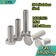 Hexagon Screw  skru/Spanner Wrench Hexagon Thread  Screw/Stainless Steel 304 Hex Bolt  M20/M22/M24 *