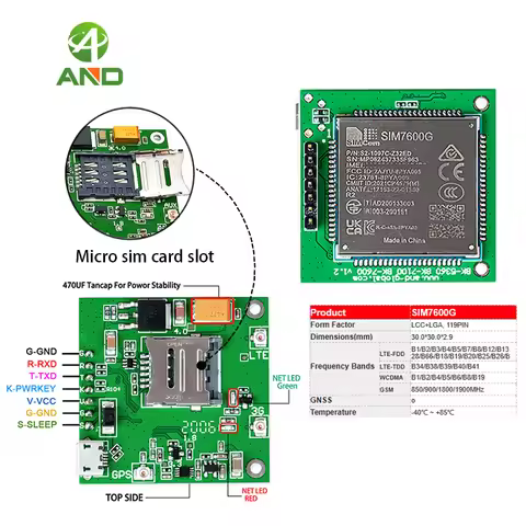CAT1 LTE SIM7600G R2 breakout kits,SIM7600G module board cellular 4G modem 1PCS