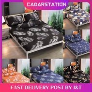 CS_ PREMIUM COTTON BEDSHEET 4 IN 1 QUEEN / 2 IN 1 SINGLE / FITTED GETAH KELILING CADAR SARUNG KATIL 