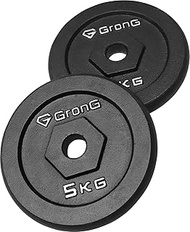 GronG Iron Plate, 5.5 lbs (2.5 kg), Set of 2, 11.0 lbs (5 kg), Dumbbell, Barbell, Shaft Diameter 1.1